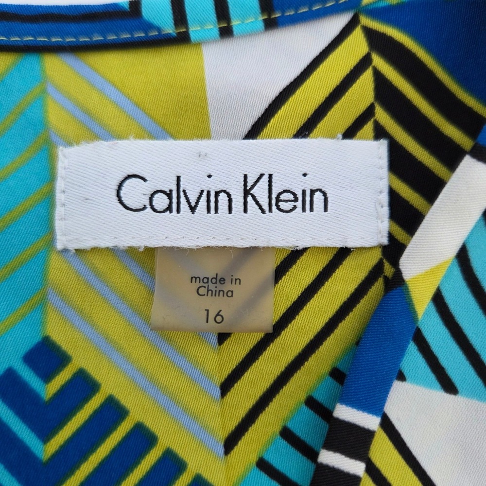 Calvin Klein Women's Sleeveless Geometric Print Knee Length Dress Size 16 - Picture 6 of 7